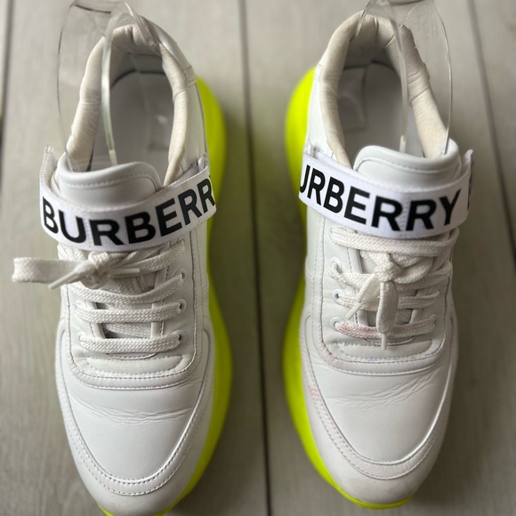 Burberry Ronnie Chunky White Leather Neon Sole Sneaker Size 40 - Picture 14 of 16